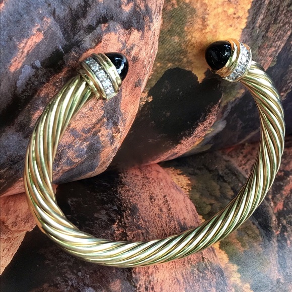 SOLD.  David Yurman 14k Diamond Onxy Bracelet - Picture 2 of 8